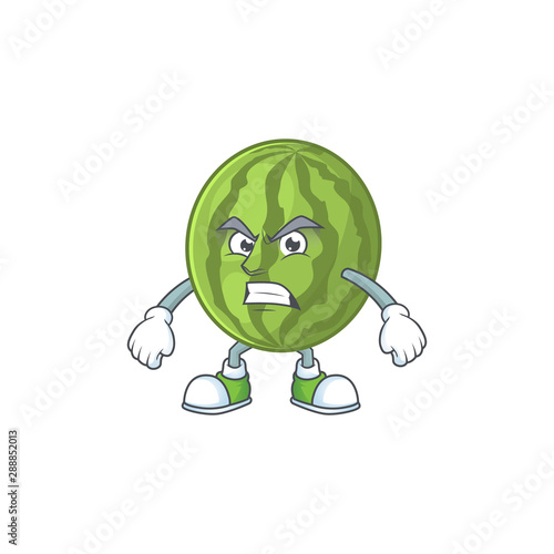 Scream watermelon cartoon mascot with fruit freshness