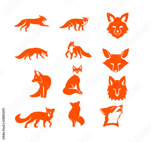fox run unique logo icon design vector