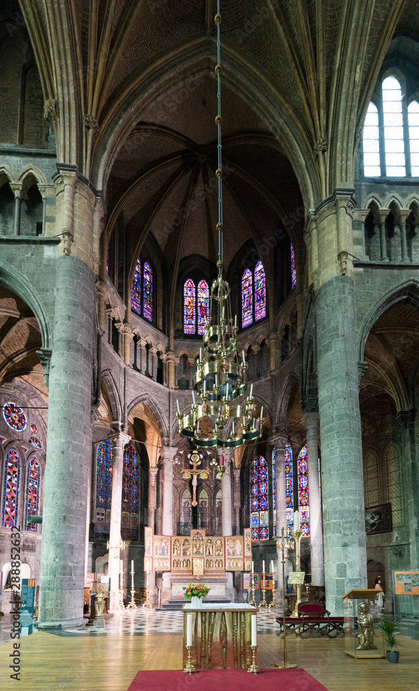 view of the altar in the Notre Dame cathedral in the town of Dinant