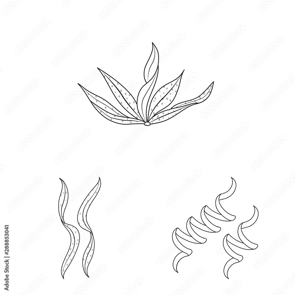 Isolated object of food and vegan symbol. Set of food and weed stock vector illustration.