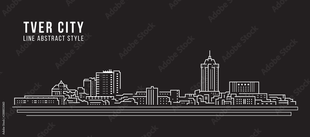 Cityscape Building Line art Vector Illustration design - Tver city
