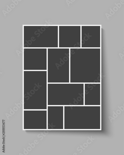 Vector template collage twelve frame photo part.