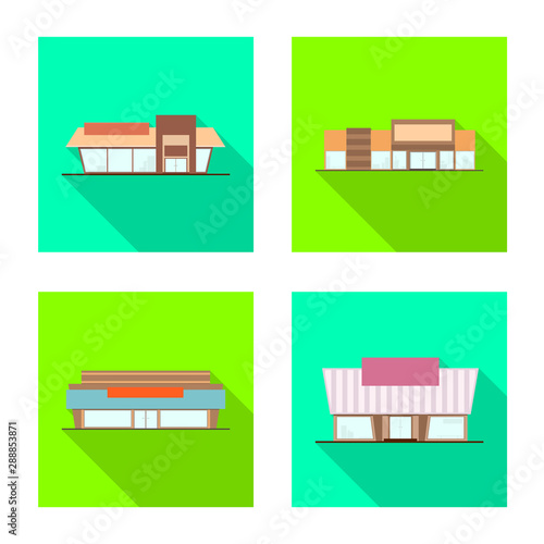 Vector illustration of boutique and construction icon. Collection of boutique and cityscape vector icon for stock.