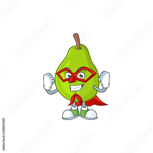 Super hero guava fresh shape cartoon with mascot