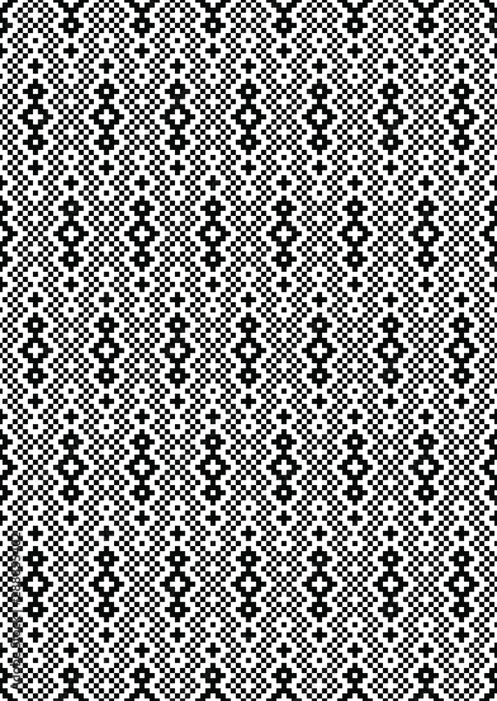 Seamless black and white pattern. Abstract background. Luxurious geometric tapestry design swatch.