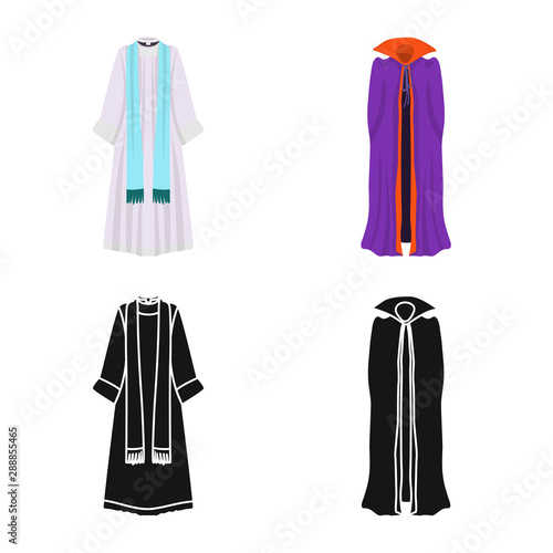 Vector illustration of material and clothing icon. Collection of material and garment vector icon for stock.