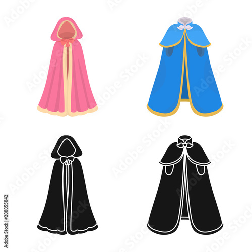 Isolated object of material and clothing symbol. Set of material and garment stock symbol for web.