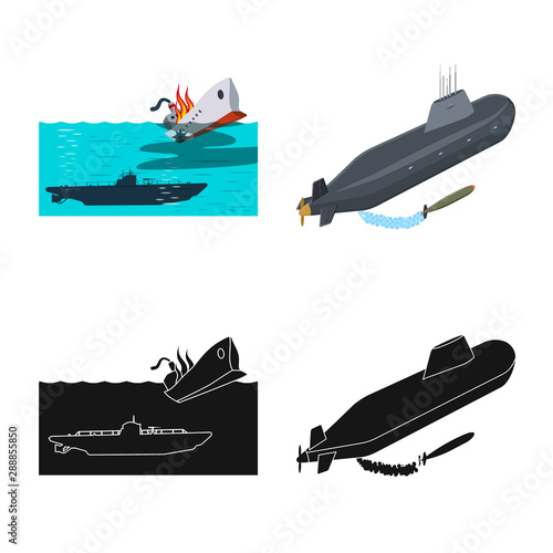 Vector design of war and ship sign. Collection of war and fleet stock vector illustration.