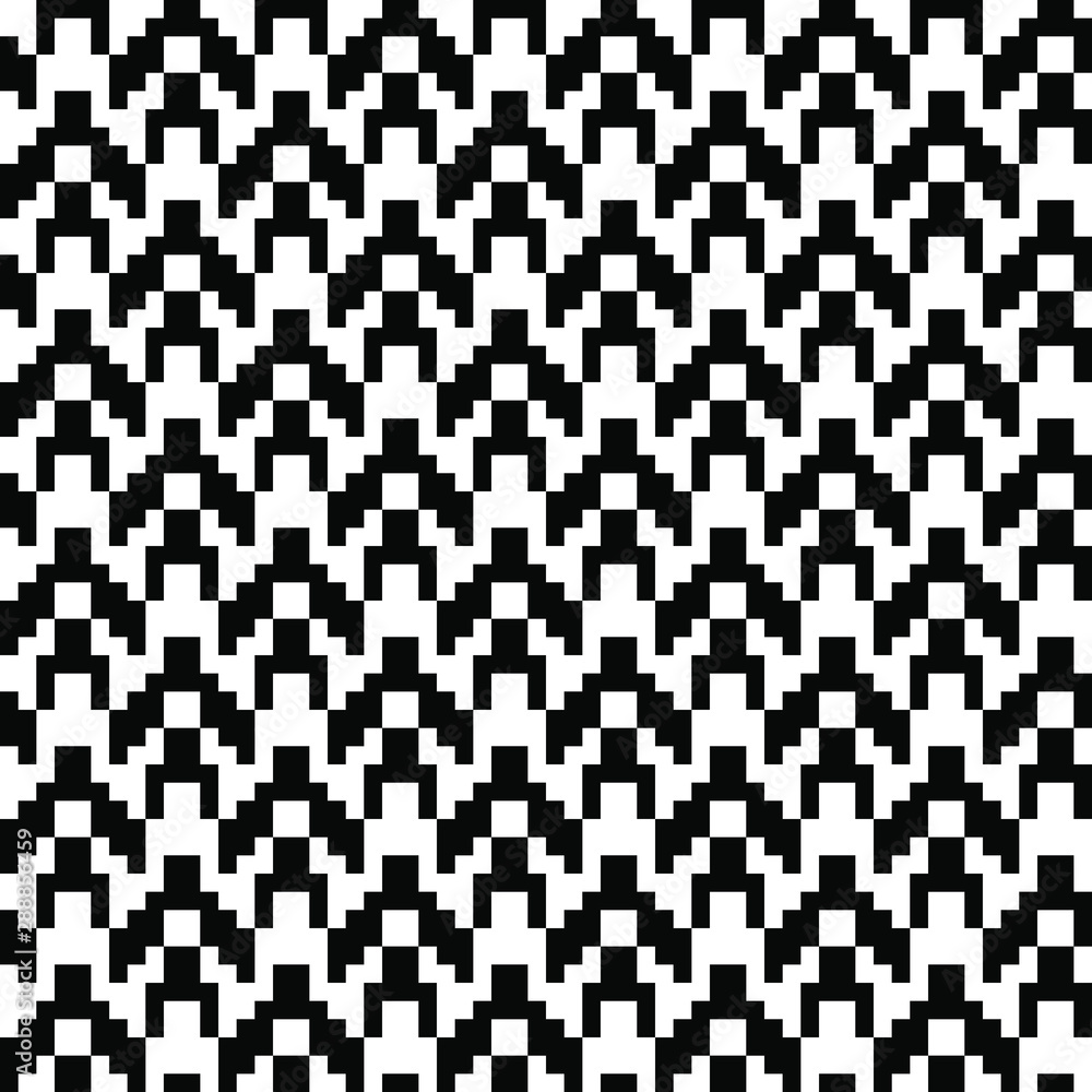 Vector seamless pattern. Black and white wallpaper design. Pixel art style Vector seamless pattern. Black and white wallpaper design. Pixel art style