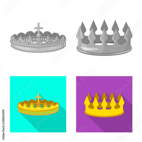 Vector design of medieval and nobility sign. Collection of medieval and monarchy vector icon for stock.