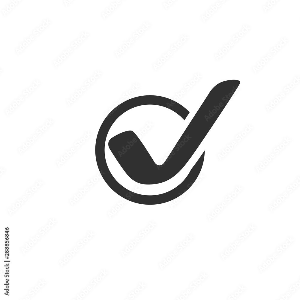 Check mark vector icon. Check mark black in circle. Check mark icon isolated on white background Check mark vector icon. Check mark black in circle. Check mark icon isolated on white background