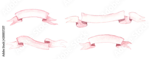 Watercolor ribbons for banners, wedding and ads