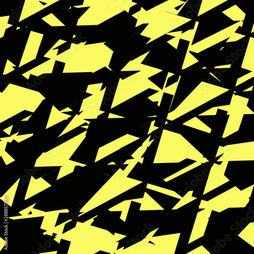 Seamless vector abstract pattern. Yellow and black colors geometric shapes. For deign, fabric, textile, cover, web, wrapping etc. Triangle shapes.