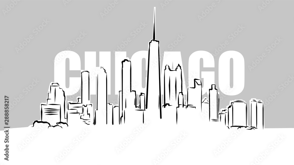 Obraz premium Chicago Skylinie Vector Sketch