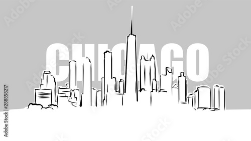 Chicago Skylinie Vector Sketch