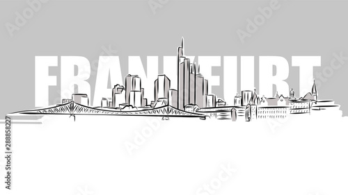 Frankfurt Main Skyline Panorama Sketch. photo
