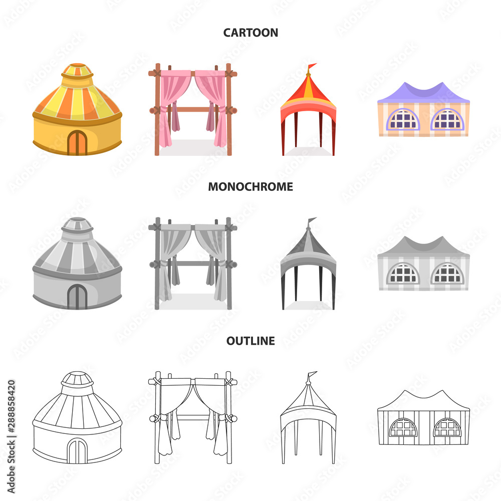 Fototapeta premium Isolated object of roof and folding sign. Collection of roof and architecture stock vector illustration.