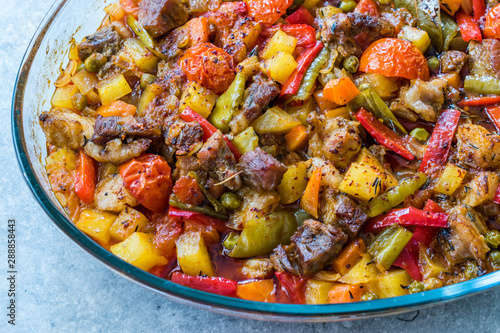 Turkish Kebap Orman Kebabi / Kebab with Cubed Meat and Vegetables Stew.