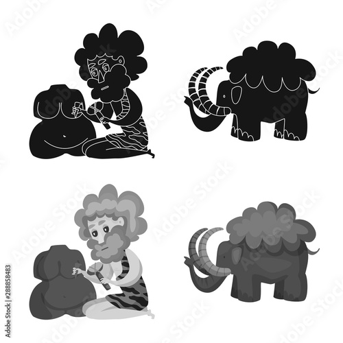 Isolated object of evolution and prehistory logo. Collection of evolution and development vector icon for stock.