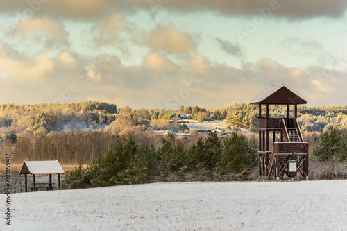 winter landscape in sunny rays