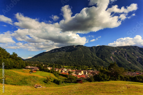 landscape with houses and mountains photo