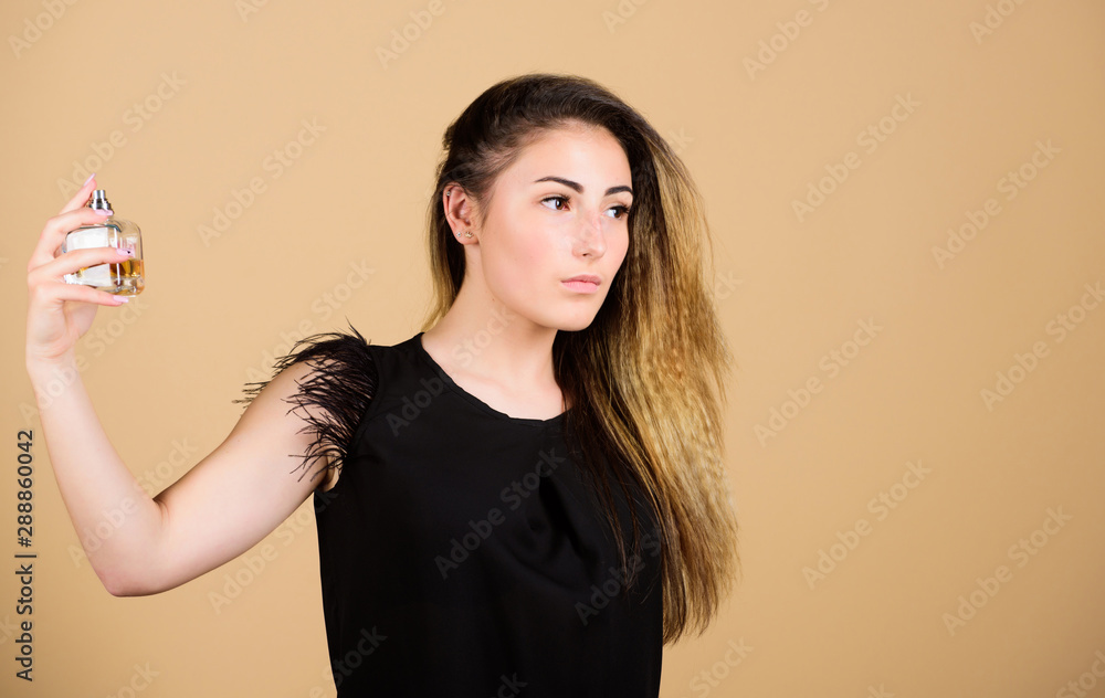 Beauty product. Wearing fragrance is easy. Pick perfume. Spray perfume