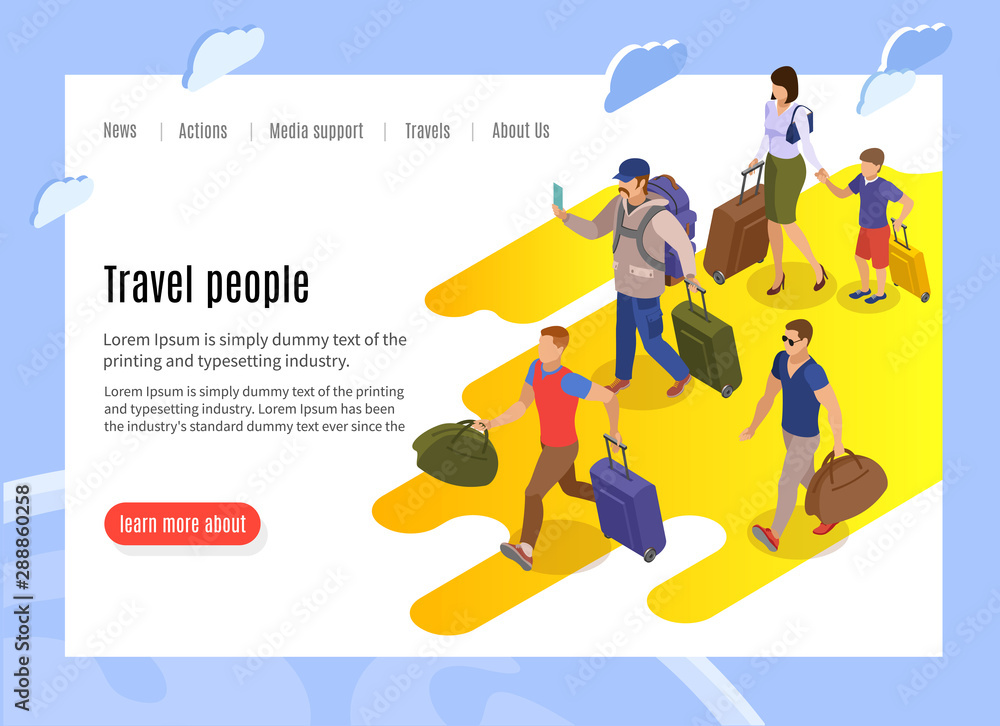 Travel People Isometric Landing Page