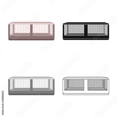 Isolated object of cage and bird logo. Collection of cage and hen stock vector illustration.