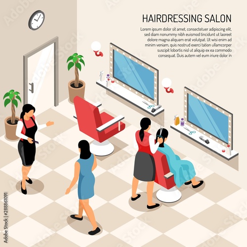Hair Dressing Salon Isometric Illustration