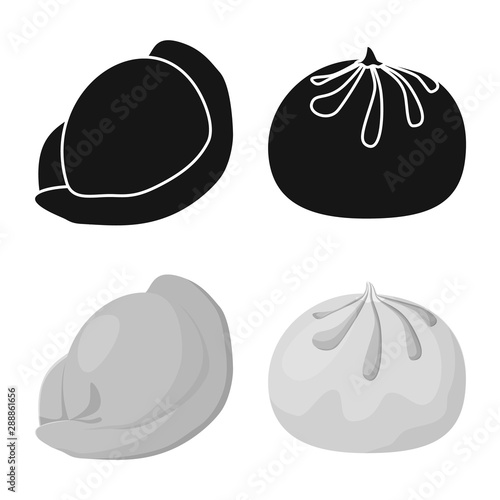 Vector design of products and cooking icon. Set of products and appetizer stock vector illustration.