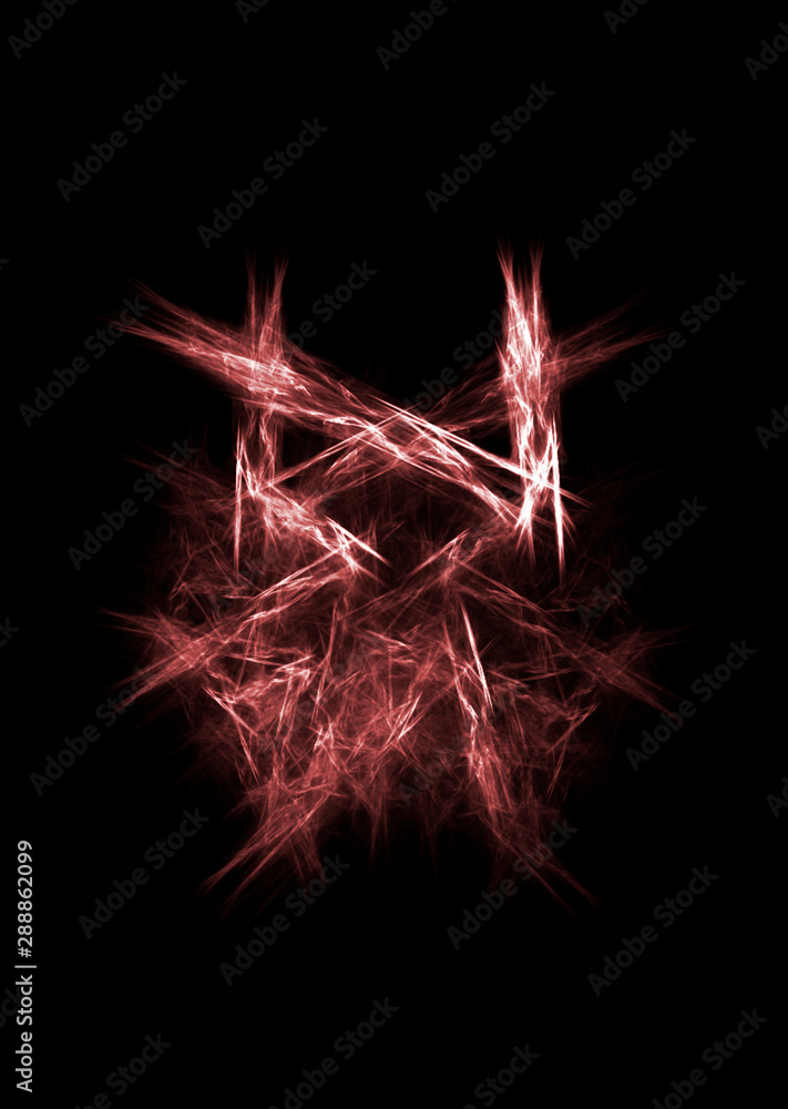 Red fractal on black background