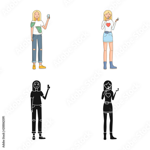 Vector illustration of posture and mood sign. Collection of posture and female vector icon for stock.