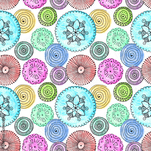 seamless doodle pattern of round elements