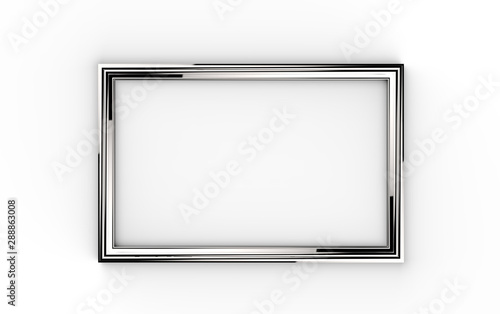 3d illustration of a silver picture frame on white background