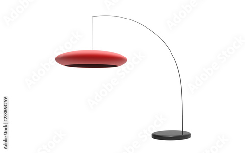 floor lamp with big shade isolated on white 3d illustration