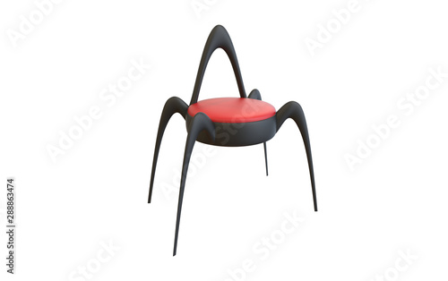 Murais de parede 3d illustration of avant-garde chair isolated on white background