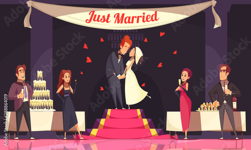 Wedding Reception Cartoon Illustration