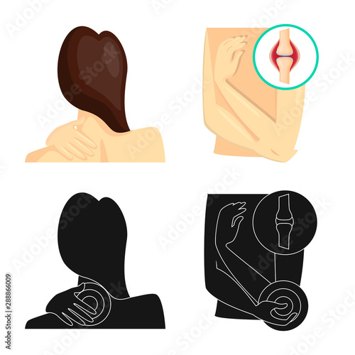 Vector illustration of hospital and rendering symbol. Set of hospital and help stock symbol for web.