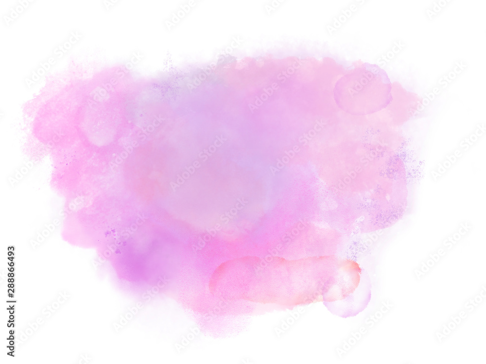 Watercolor splash in light pink pastel colors on white background.