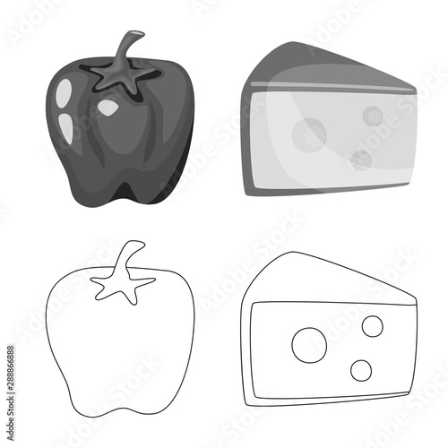 Vector illustration of taste and product logo. Set of taste and cooking stock symbol for web.