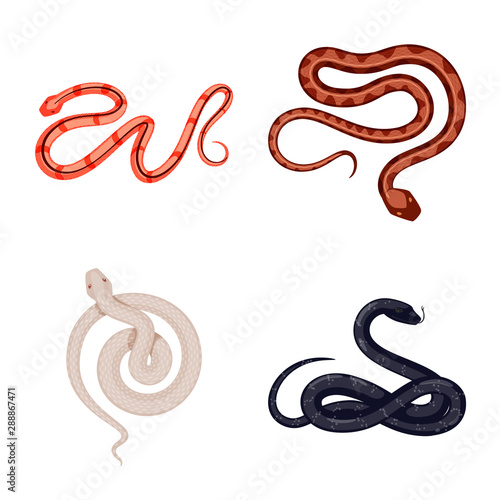Vector illustration of poison and evil sign. Set of poison and bite vector icon for stock.