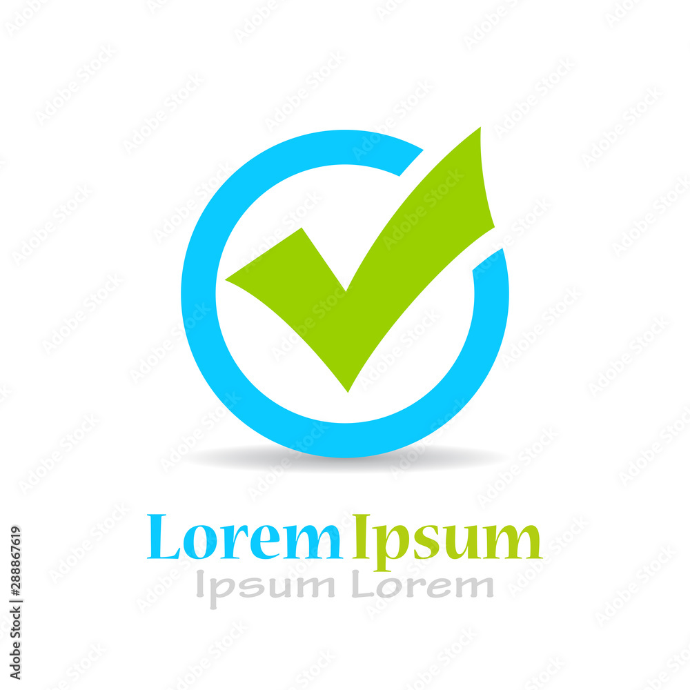 Approved tick abstract logo isolated on white background Approved tick abstract logo isolated on white background