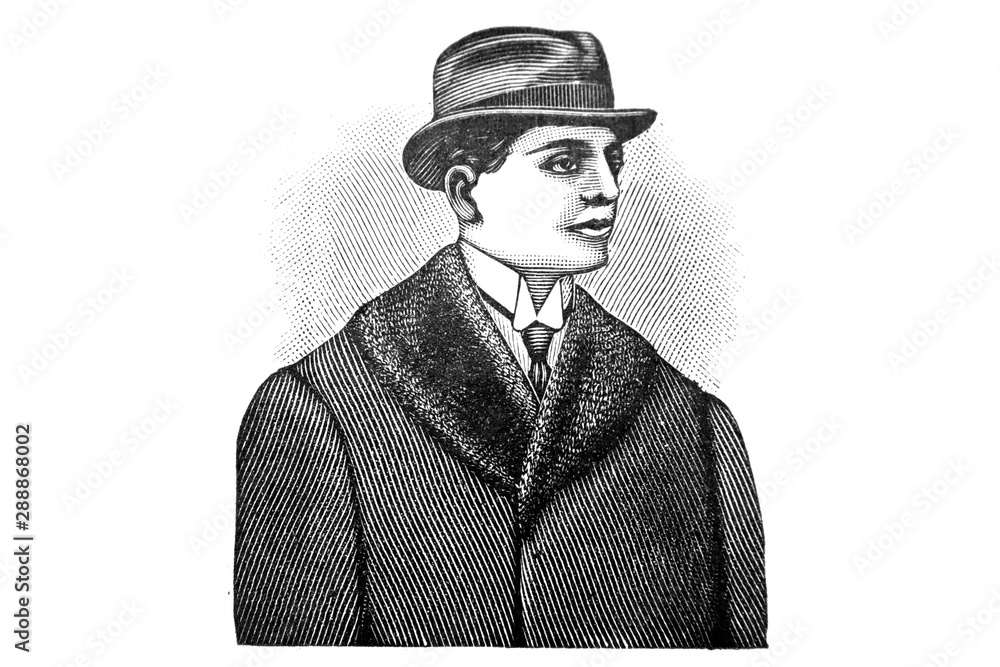 Representation of men's fashion in the 1920s - Vintage Illustration