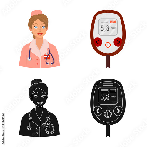 Isolated object of diet and treatment symbol. Collection of diet and medicine vector icon for stock.