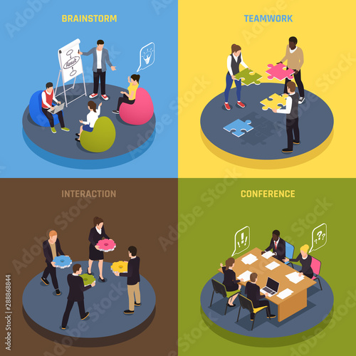 Teamwork Collaboration Isometric Concept
