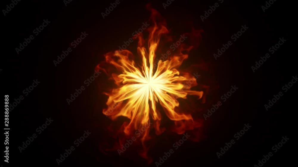 A round clot of fiery energy emitting flames in slow motion. on an isolated black background. Seamless loop 3d render A round clot of fiery energy emitting flames in slow motion. on an isolated black background. Seamless loop 3d render