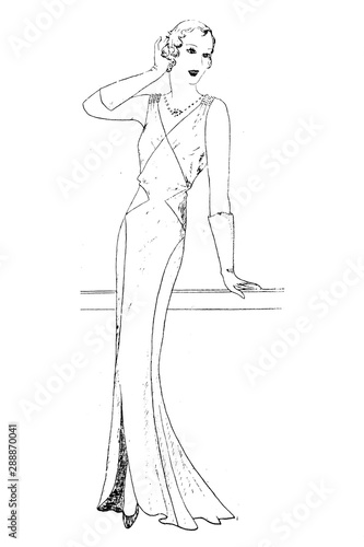 Representation of women s fashion in the 1920s - Vintage Illustration