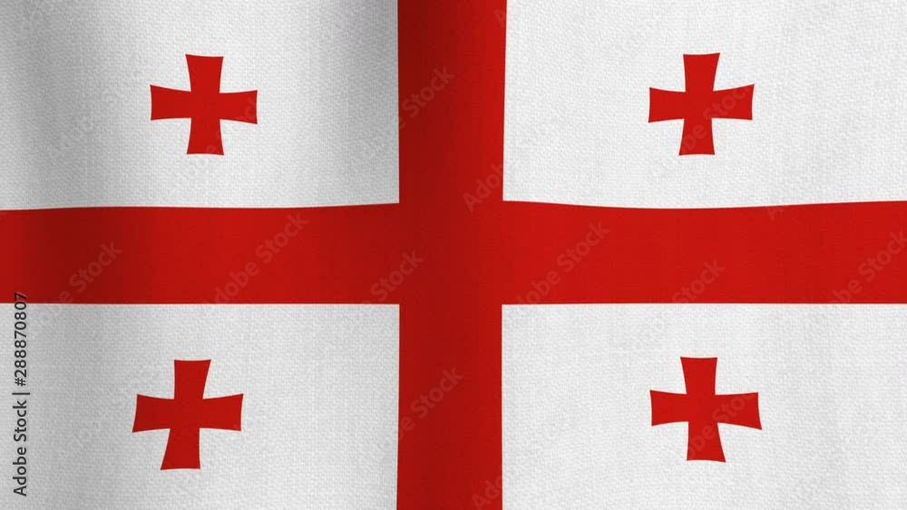Realistic cotton flag of Georgia as a background. Seamless looping animation of grunge Georgian national waving flag with fabric texture Realistic cotton flag of Georgia as a background. Seamless looping animation of grunge Georgian national waving flag with fabric texture