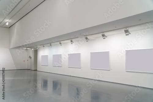 exhibition room of the gallery with blank pictures