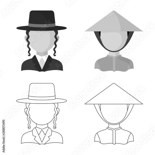 Isolated object of imitator and resident logo. Set of imitator and culture stock symbol for web.